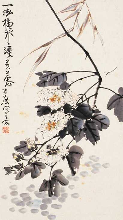 谢公展 花卉 立轴